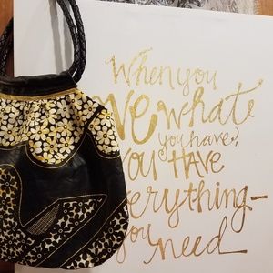 Daisy Petal Yellow White & Black Handbag Set